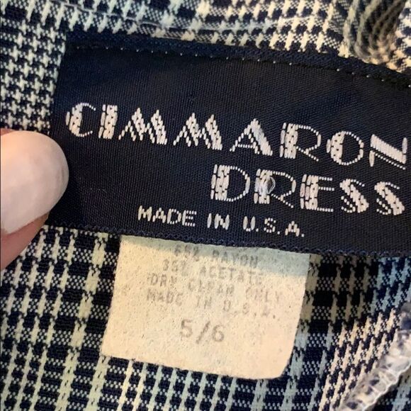 Vtg 80s/90s Cimmaron Dress blue/white plaid 👗 - Picture 7 of 8